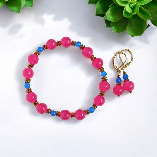 Image of Pakamera RAZEM TANIEJ! summer collection : bransoletka i kolczyki : jadeit I