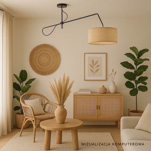 Image of Pakamera Czarna lampa sufitowa na wysięgniku w stylu boho RIO BOHO