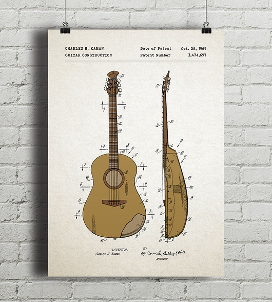 Image of Gitara - patent - plakat vintage