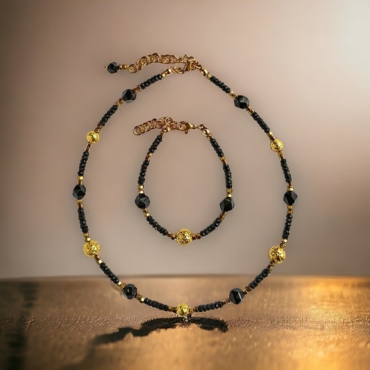 Image of Pakamera KOMPLET naszyjnik i bransoletka GLAM :: krótki naszyjnik choker.