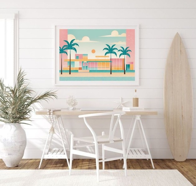 Image of Pakamera PLAKAT dekoracyjny pastelowy, mid century modern