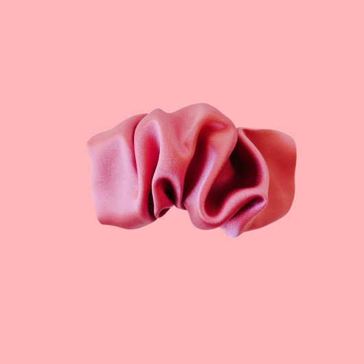 Image of Scrunchie spinka klamra jedwabna truskawkowy róż