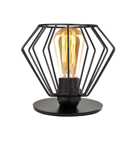 Image of Pakamera Czarna mała lampka nocna z drucianym kloszem do sypialni NOGOYA LOFT