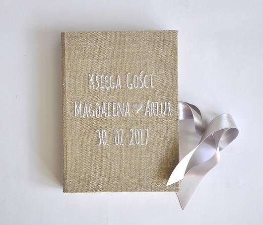 Image of Księga gości A5 minimalistyczna srebrna szara personalizowana