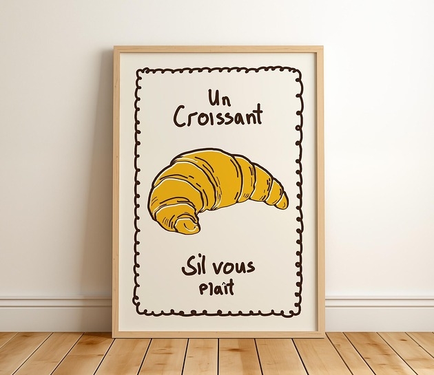 Image of Pakamera Grafika z croissantem i napisem UN CROISSANT S