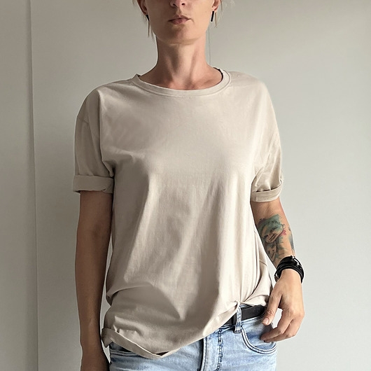 Image of Basic luźny tshirt oversize Ecru