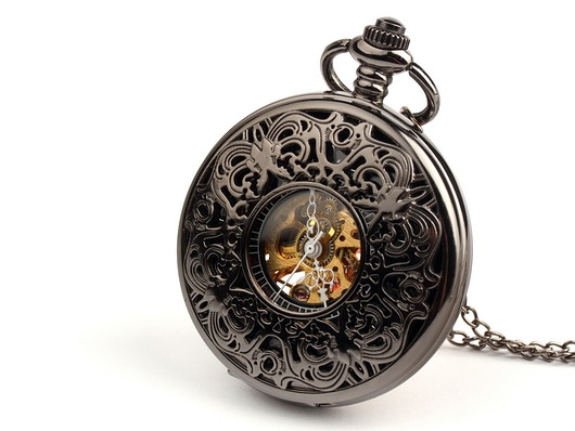 Image of Pakamera Zegarek nakręcany - AŻUR IV (DARK) BLACK DIAL