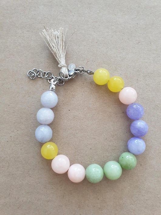 Image of Pakamera Bransoletka SPRING z jadeitem, fiolet, róż, żółty, zieleń