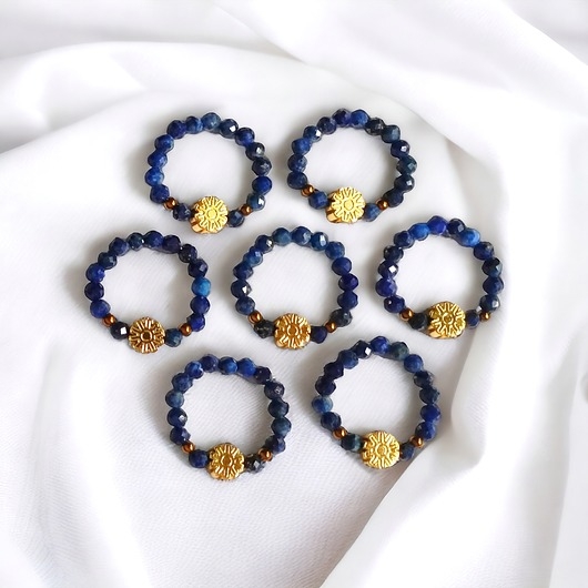 Image of Pakamera Pierścionek : lapis lazuli , złoty hematyt