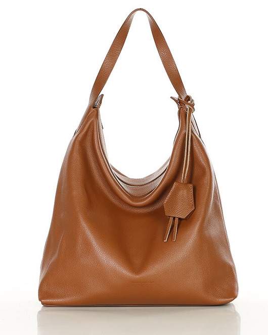 Image of Torebka damska worek hobo bag skóra naturalna -brąz camel