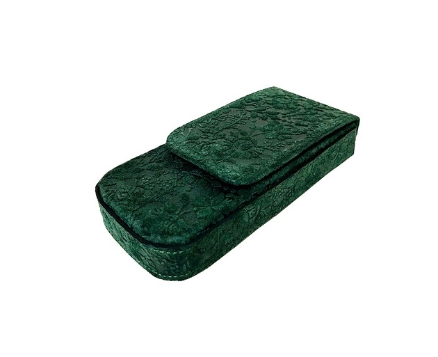 Image of Pakamera Etui na 3 pióra długopisy zielony welur
