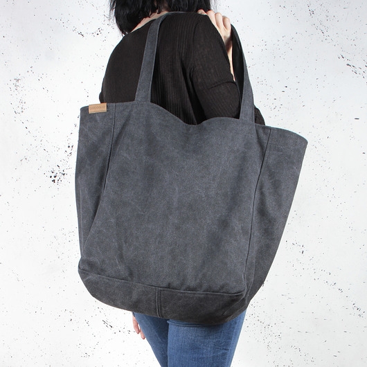Image of Lazy bag torba czarna na zamek / vegan / eco