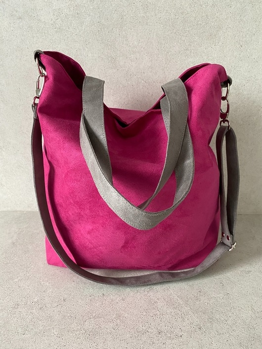 Image of Pakamera Torba hobo XXL - fuksja, szarość