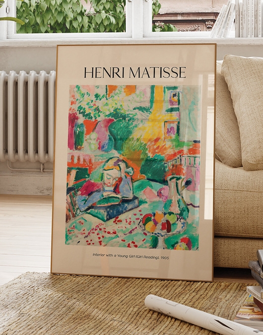 Image of Plakat Reprodukcja Henri Matisse - Interior with a Young Girl (Girl Reading)
