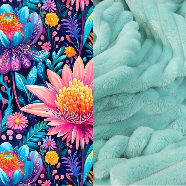 Image of Pakamera WYJĄTKOWY koc _ narzuta _ kolorowe kwiaty _ 150x200 cm