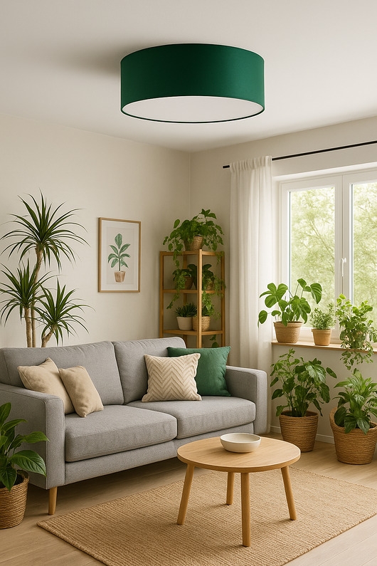 Image of Pakamera Nowoczesny plafon sufitowy z tkaninowym abażurem DUBAJ fi 60 cm