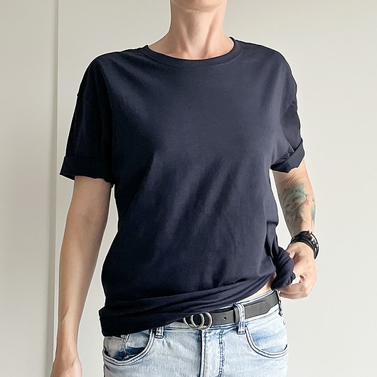 Image of Basic luźny tshirt oversize Ciemny granat