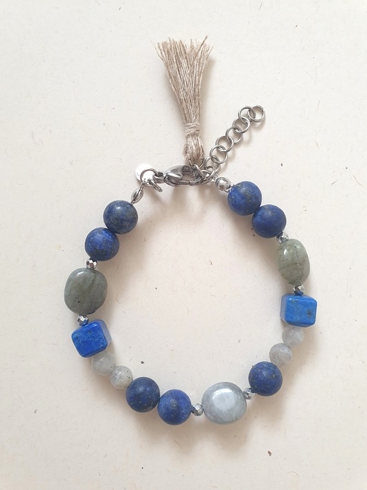 Image of Bransoletka BOHO lapis lazuli, labradoryt