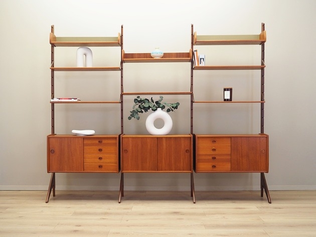 Image of Pakamera Regał systemowy tekowy, norweski design, lata 60, John Texmon &amp; Einar Blindheim