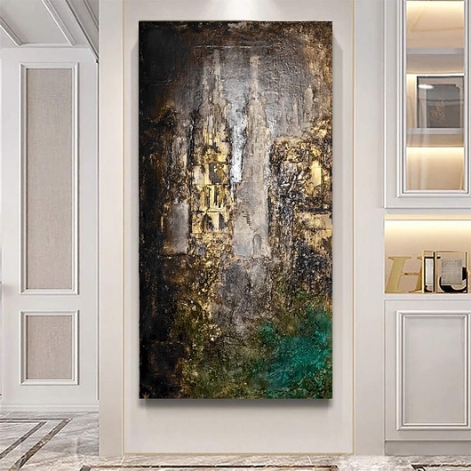 Image of Pakamera Obrazy do salonu - metaliczny na płótnie płaskorzeźba 80x160cm