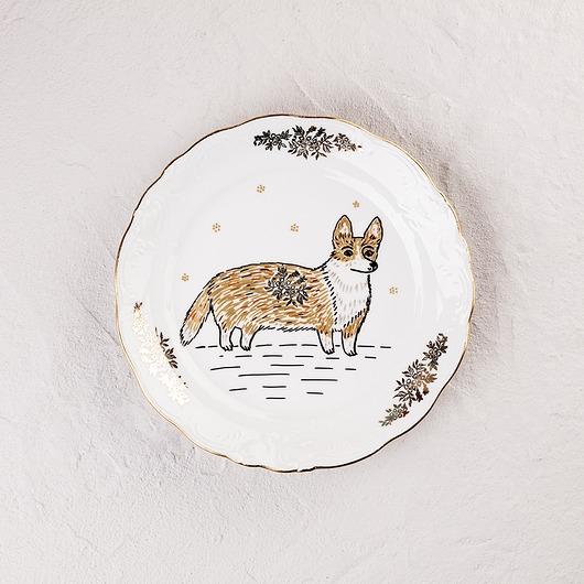 Image of Talerz na ścianę - pies corgi