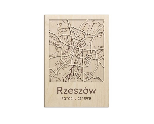 Image of Pakamera Mapa z ulicami RZESZÓW Obraz drewniany na ścianę