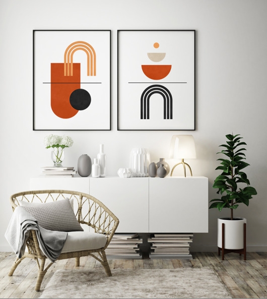 Image of Pakamera Plakat Zestaw geometrie w kolorach ziemi