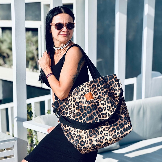 Image of Pakamera Duża torba shopperka Mili Duo - panterka