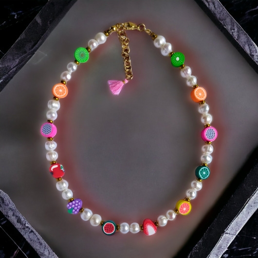 Image of Pakamera Perły z owocami :: choker : naszyjnik wakacyjny