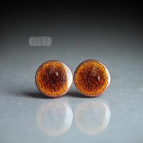 Image of Pakamera Kolczyki ceramiczne Miodowe 6mm/stal chirurgiczna/