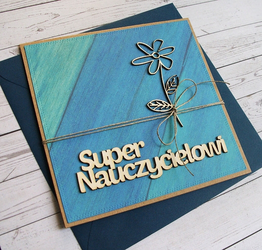 Image of SUPER NAUCZYCIELOWI : kartka handmade : PODZIĘKOWANIE