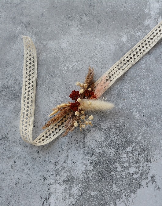 Image of Pakamera Delikatna bransoletka boho z gipsówką i trawami
