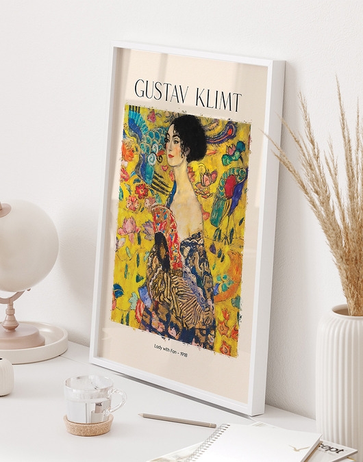 Image of Plakat Reprodukcja Gustav Klimt - Lady with Fan