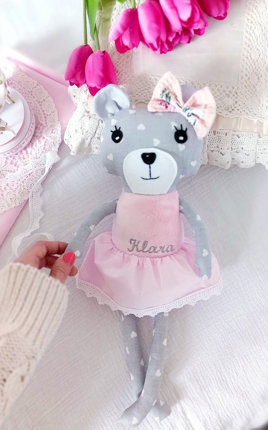 Image of Pakamera Wyjątkowa przytulanka MIŚ MISIO minky HAFT imię dziecka