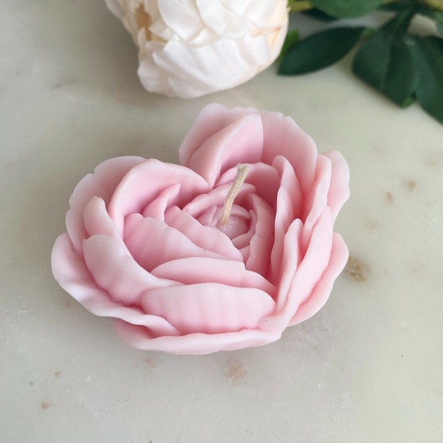 Image of Pakamera Świeca sojowa dekoracyjna Rose Heart 75x38mm różowa