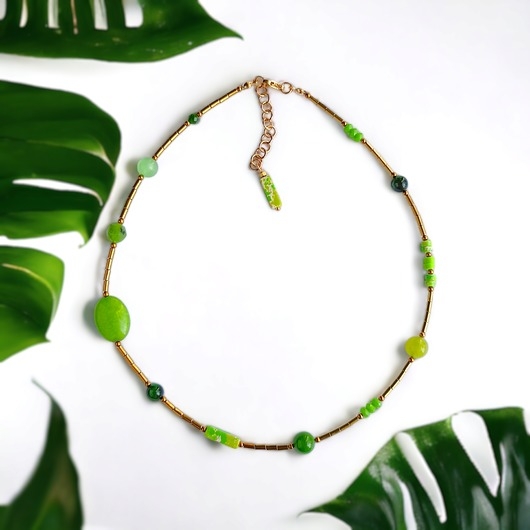 Image of Pakamera Naszyjnik GREEN : choker : summer collection : ZIELONY NASZYJNIK