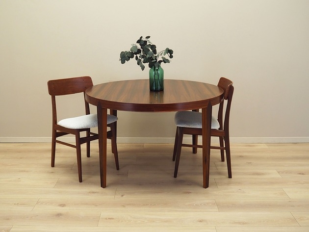 Image of Pakamera Stół okrągły palisandrowy, duński design, lata 60, designer: Severin Hansen