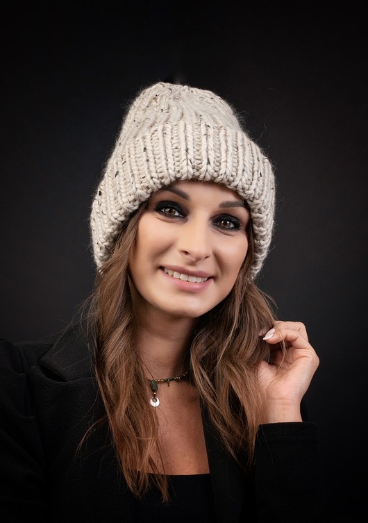 Image of Beanie z wełny peruwiańskiej tweed naturalny