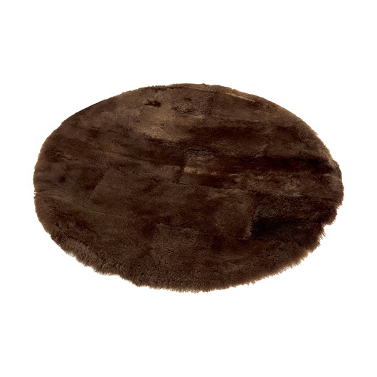 Image of Pakamera Okrągły dywan mata z owczej skóry 100% naturalny Brązowy