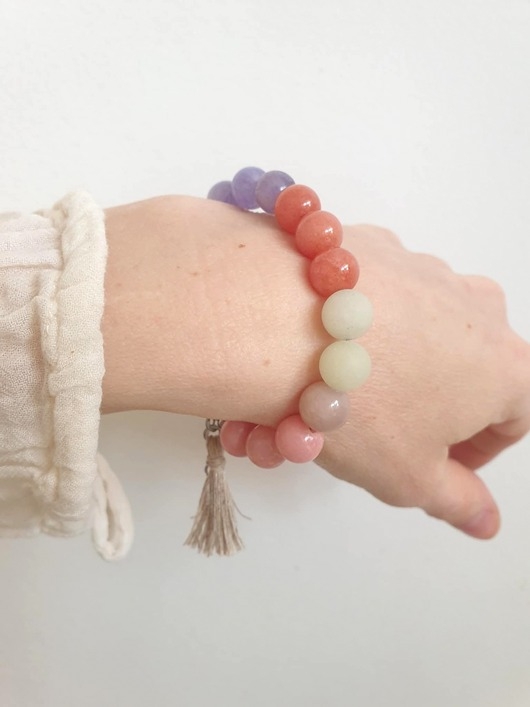 Image of Pakamera Bransoletka SPRING z jadeitem, żółty, róż, łosoś, rudy