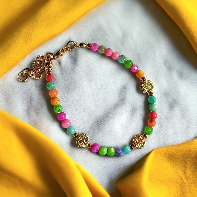 Image of Pakamera Bransoletka : summer collection : kolorowa muszla i kwiatuszki
