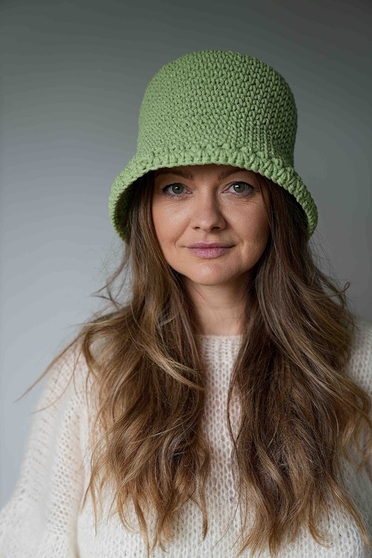 Image of Pakamera Kapelusz Nina, matcha, handmade
