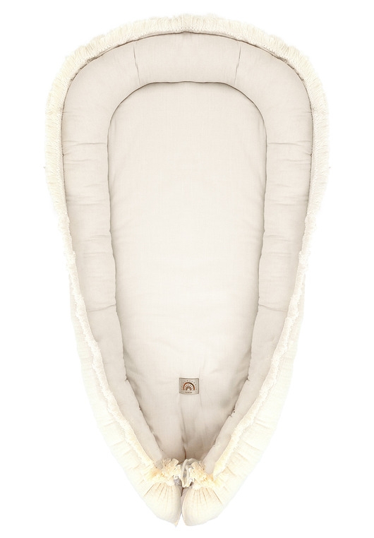 Image of Pakamera Kokon niemowlęcy boho AINA z bawełny organicznej beż