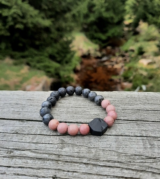 Image of Pakamera Bransoleta Kobieca PINK Turmalin Rodochrozyt Amulet