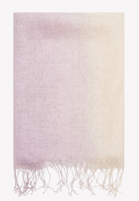 Image of Pakamera Lekki Szal len 100% różowo-kremowy 55cm x 180cm