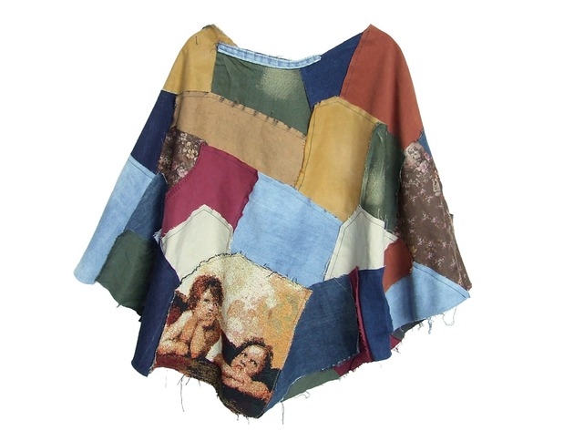 Image of Kolorowe patchworkowe ponczo