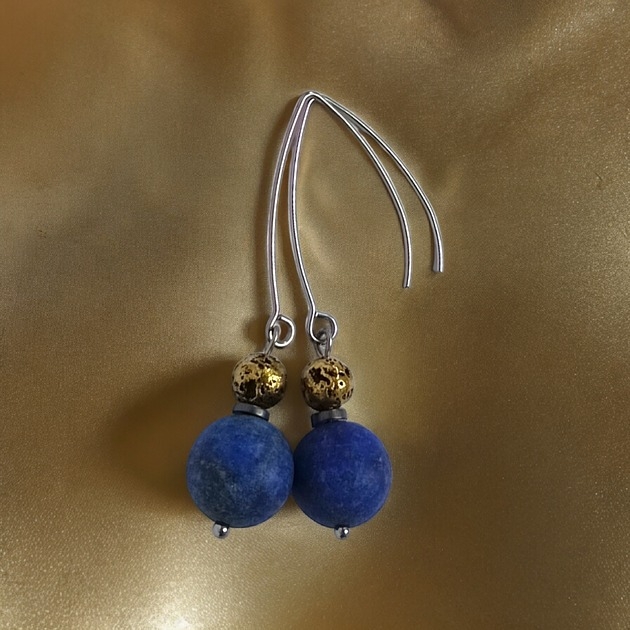 Image of Pakamera Lapis lazuli i złota lawa : kolczyki