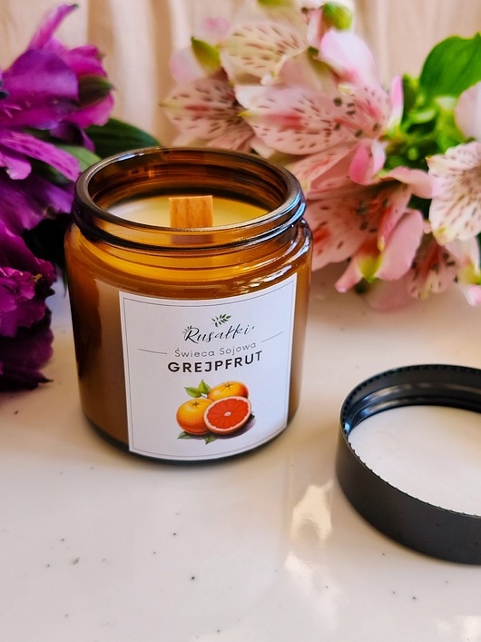 Image of Pakamera GREJPFRUT Świeca sojowa, cytrusowy intensywny aromat, przyjemny zapach