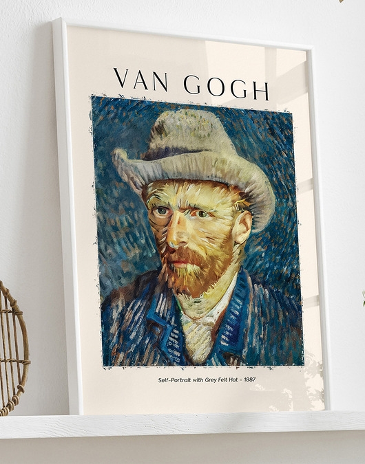 Image of Plakat Reprodukcja Vincent van Gogh - Autoportret w szarym kapeluszu