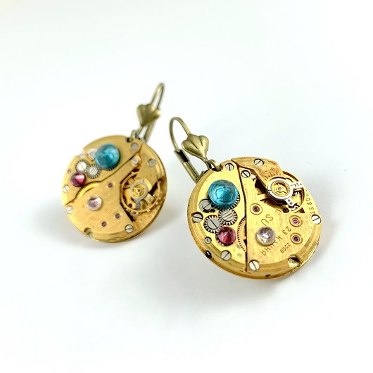 Image of Pakamera Kolczyki pozłacane - Golden Treasure - turkus